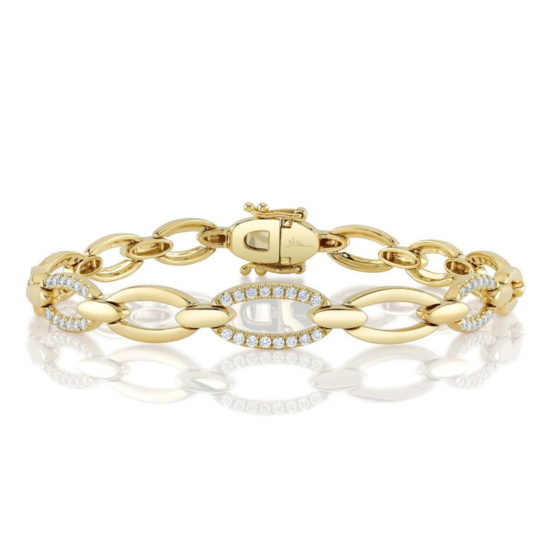 14K Yellow Gold Diamond Link Bracelet