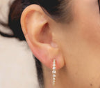 14K White Gold Graduated Diamond Hoop Earrings