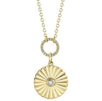14K Yellow Gold Fluted Drop Medalllion