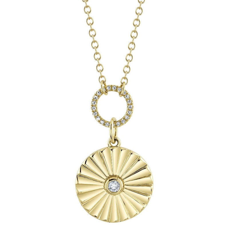 14K Yellow Gold Fluted Drop Medalllion