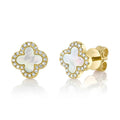 14K Yellow Gold Clover Button Earrings