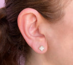 14K Yellow Gold Clover Button Earrings