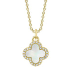 14K Gold Mother of Pearl & Diamond Clover Bracelet