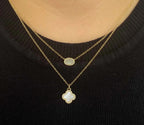 14K Gold Mother of Pearl & Diamond Clover Bracelet