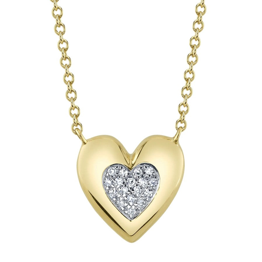 14K Gold Diamond Heart Necklace
