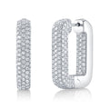 14K White Gold Diamond Pave Rectangular Hoop Earrings
