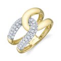 14K Yellow Gold Interlocked Pave Diamond Fashion Ring