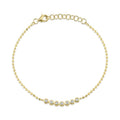 14K Gold Faceted Ball Chain Bracelet with Bezel Round Diamonds