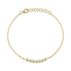 14K Gold Faceted Ball Chain Bracelet with Bezel Round Diamonds