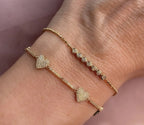 14K Gold Faceted Ball Chain Bracelet with Bezel Round Diamonds