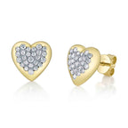 14K Gold Diamond Heart Earrings