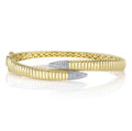 14K Gold Cross Over Diamond Bangle Bracelet