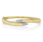 14K Gold Cross Over Diamond Bangle Bracelet