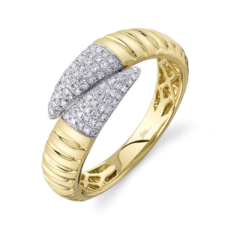 14K Gold Bypass Pavé Diamond Ring