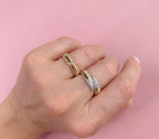 14K Gold Bypass Pavé Diamond Ring