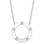 14K White Gold Diamond Circle Necklace