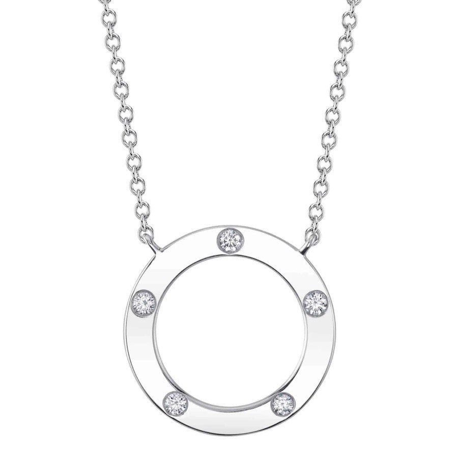 14K White Gold Diamond Circle Necklace