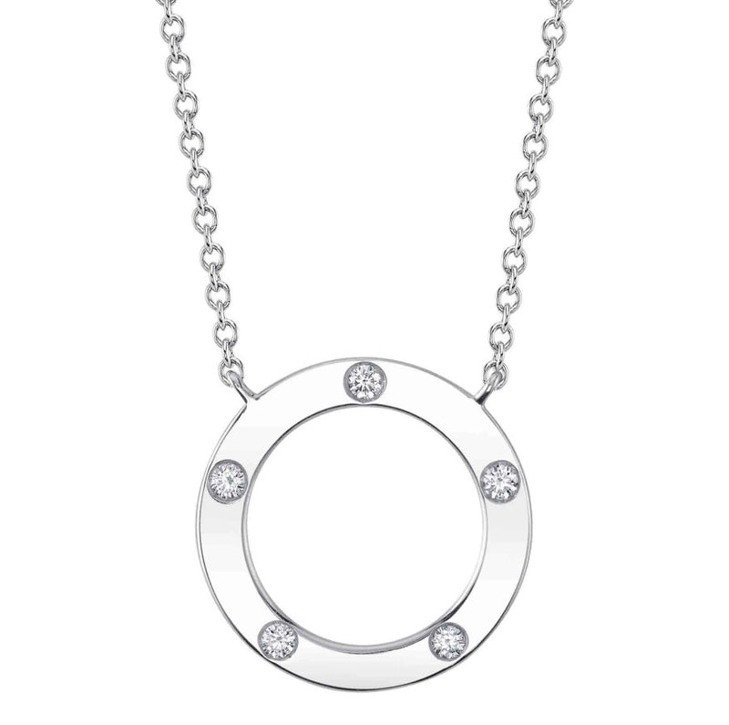 14K White Gold Diamond Circle Necklace
