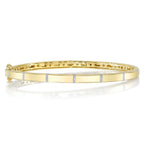 14K Gold Diamond Station Bangle Bracelet