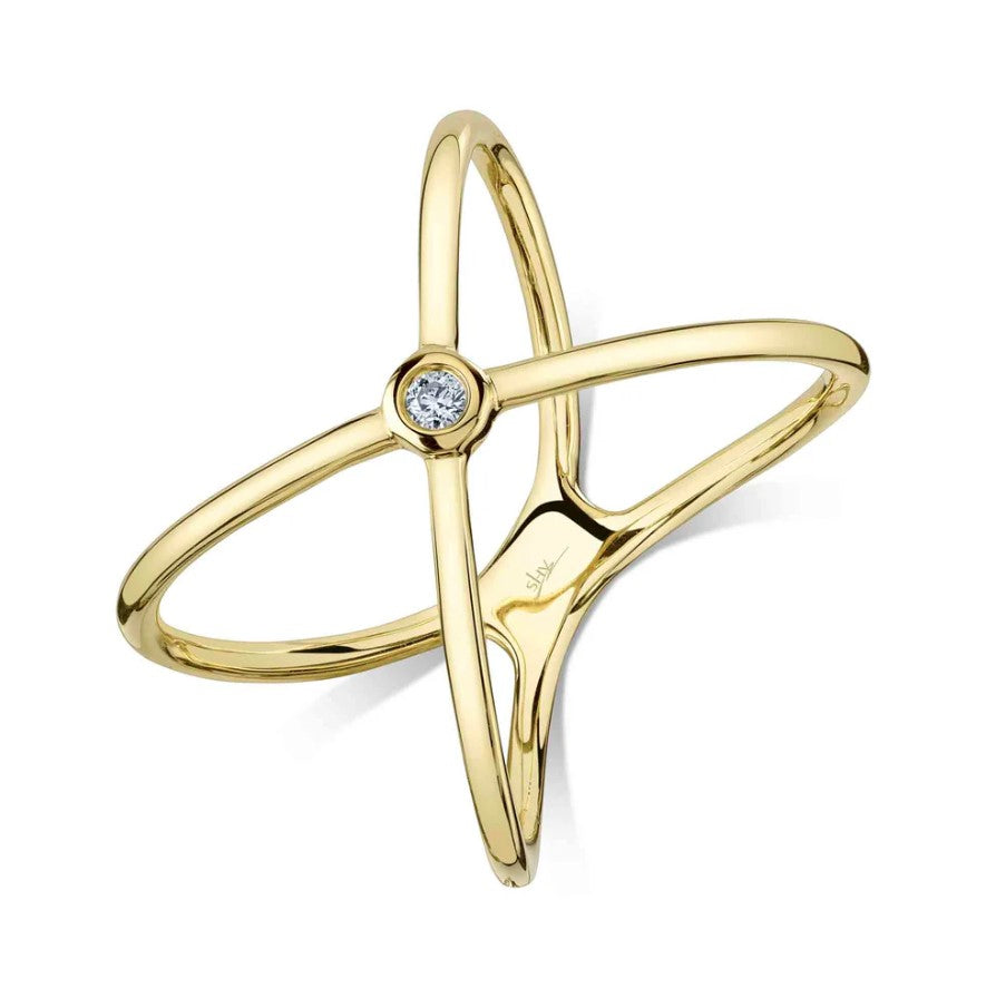 14K Yellow Gold " X " Fashion Ring