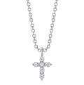 14K White Gold Diamond Cross Pendant Necklace