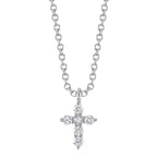14K White Gold Diamond Cross Pendant Necklace