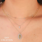 14K White Gold Diamond Cross Pendant Necklace