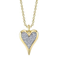 14K Gold Pave Diamond Heart Necklace