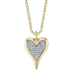 14K Gold Pave Diamond Heart Necklace