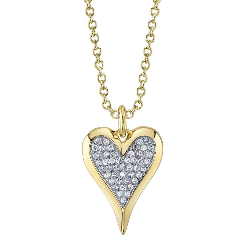 14K Gold Pave Diamond Heart Necklace