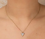14K Gold Pave Diamond Heart Necklace
