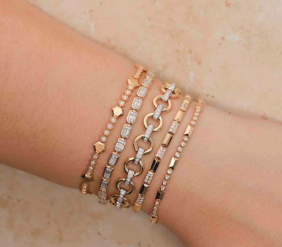 14K Yellow Gold Geo Cut Tennis Bracelet