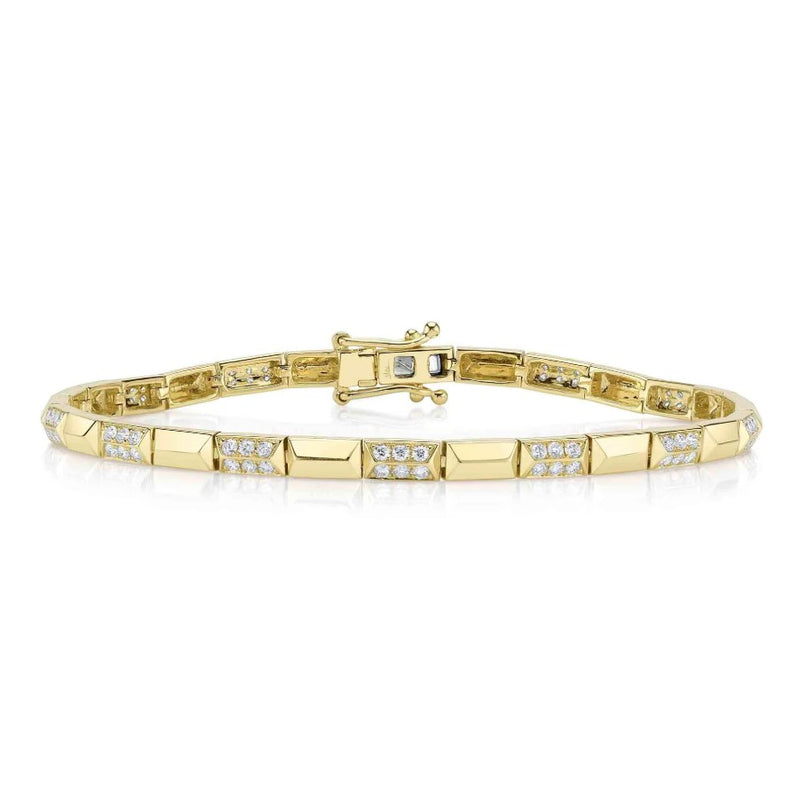 14K Yellow Gold Geo Cut Tennis Bracelet