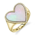 14K Gold Mother of Pearl & Diamond Heart Ring