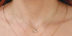 14K Yellow Gold Small Fluted Diamond Medallion Necklace