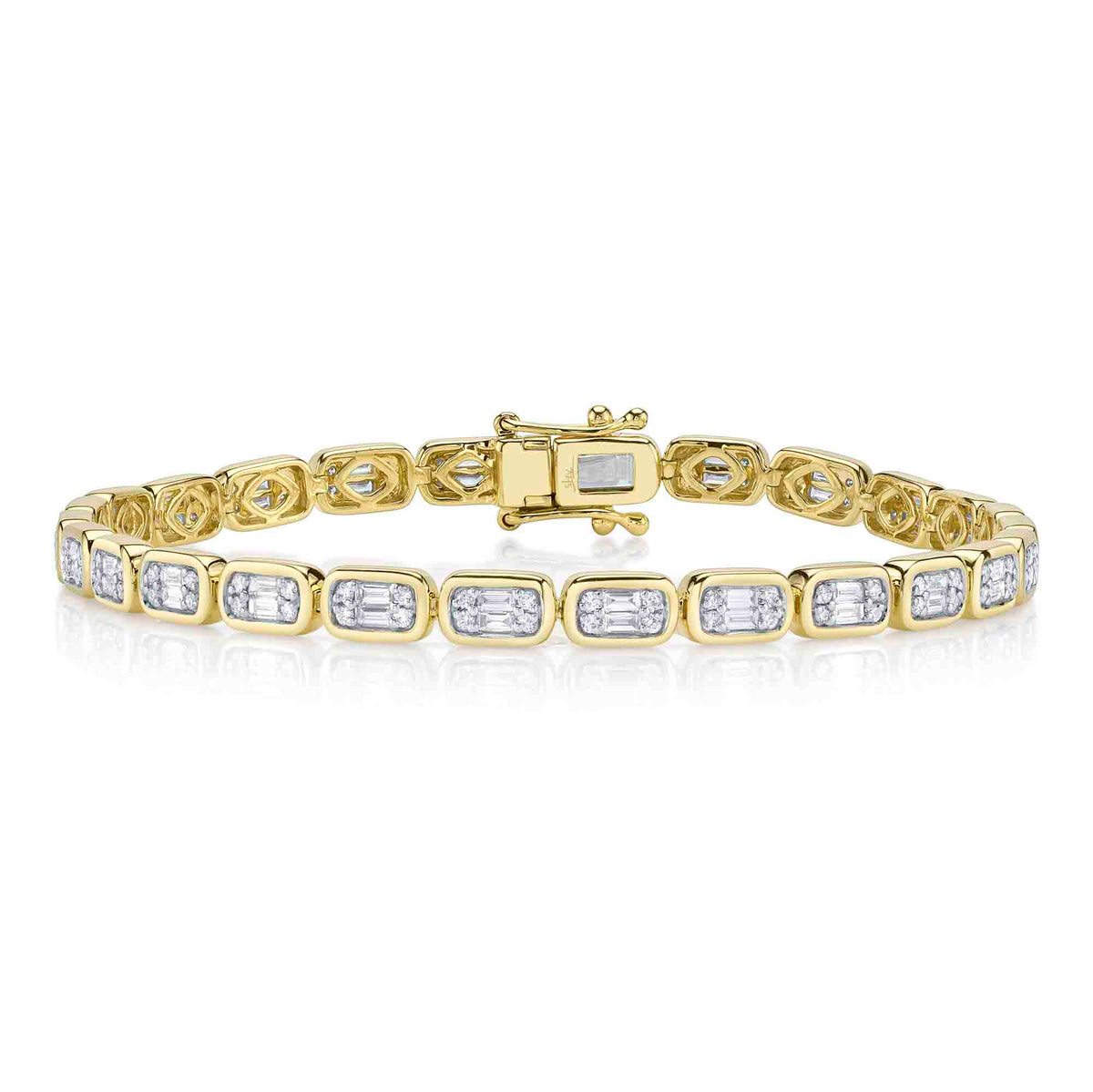 14K Gold Diamond Baguette Tennis Bracelet
