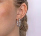 14K White Gold Baguette Hoop Earrings