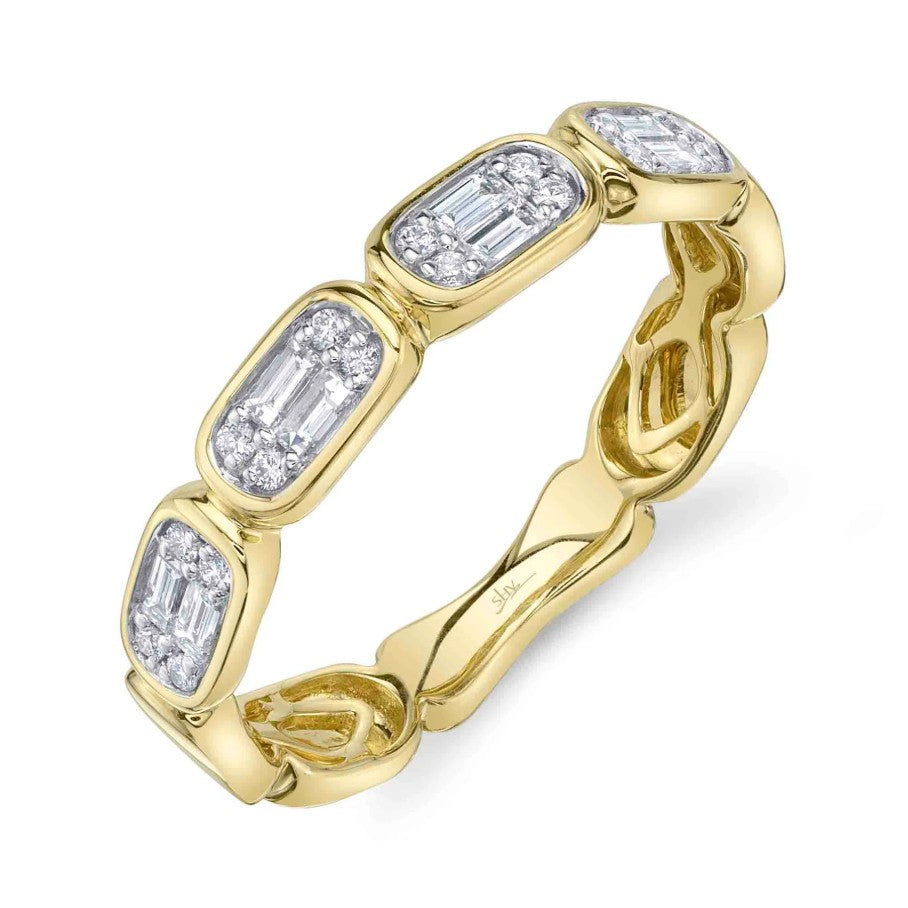 14K Gold Diamond Baguette Band
