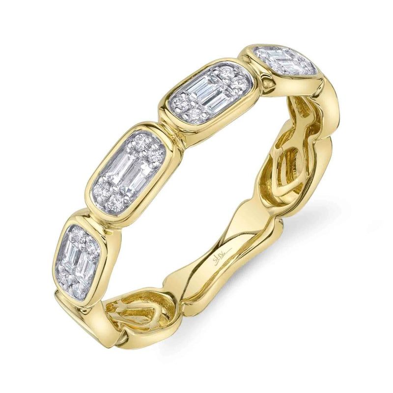 14K Gold Diamond Baguette Band