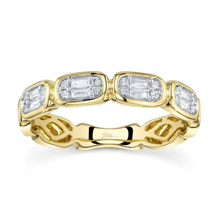 14K Gold Diamond Baguette Band