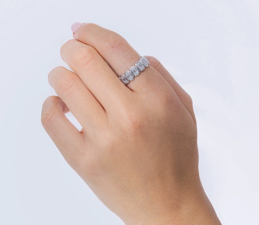 14K White Gold Diamond Baguette Fashion Ring