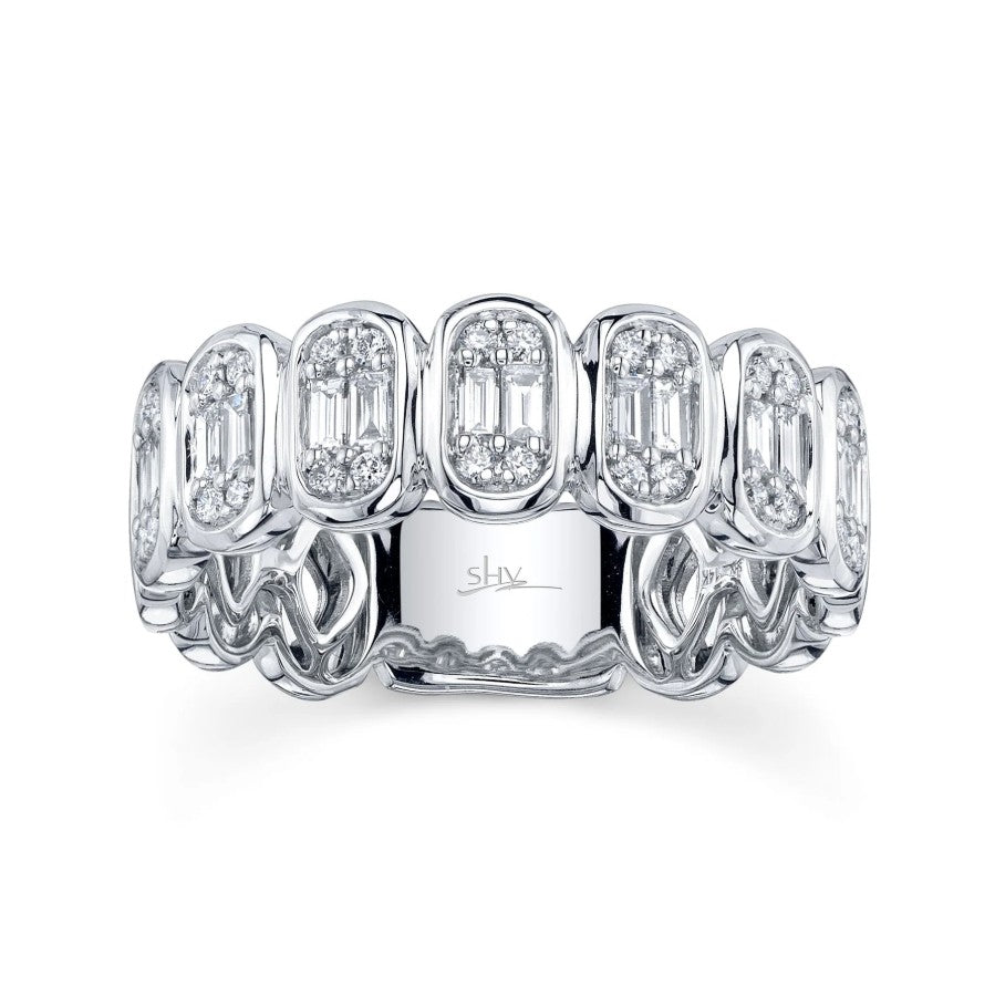 14K White Gold Diamond Baguette Fashion Ring