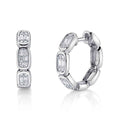 14K White Gold Diamond Hoop Earrings