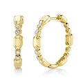 14K Gold Diamond Geo Hoop Earrings