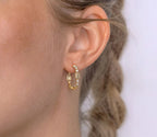 14K Gold Diamond Geo Hoop Earrings
