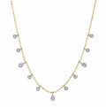 14K Yellow & White Gold Station Dangle Diamond Necklace