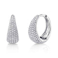 14K White Gold Diamond Huggie Hoop Earrings