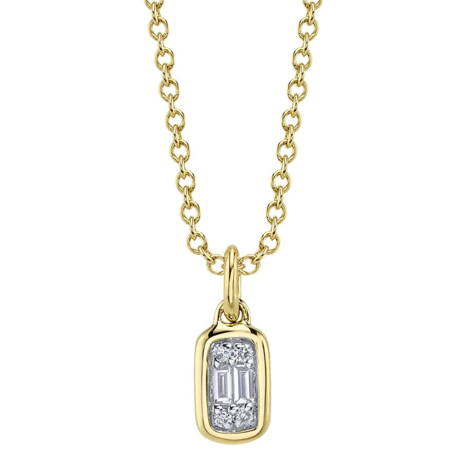 14K Gold Bezel Composite Diamond Necklace