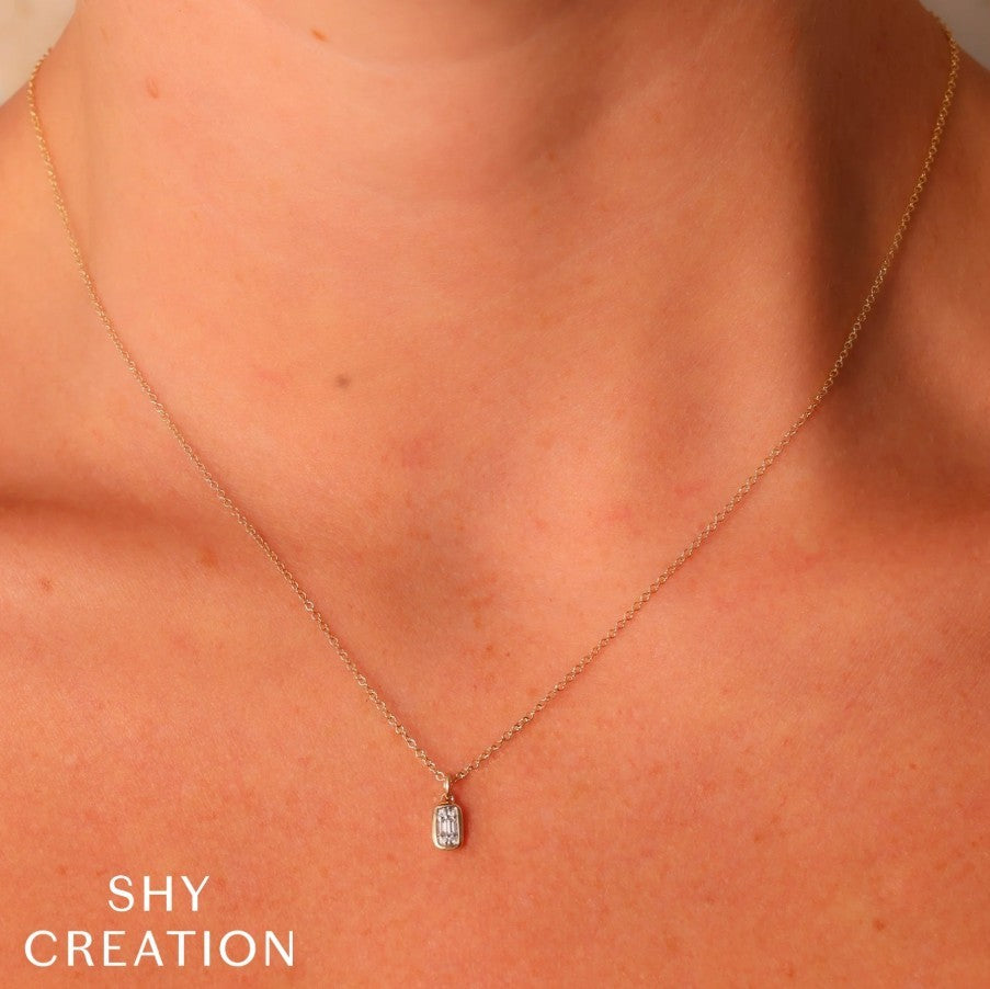 14K Gold Bezel Composite Diamond Necklace