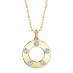 14K Gold Diamond Circle Necklace